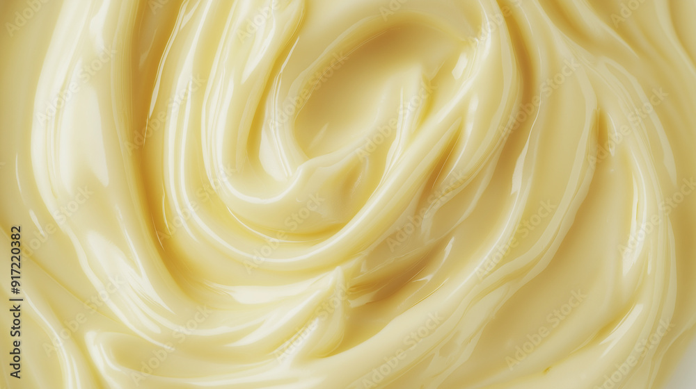 A close-up view of a creamy, pale yellow substance, possibly mayonnaise or a similar condiment, swirled together in a white bowl. The texture appears smooth and consistent, with a glossy sheen A close-up view of a creamy, pale yellow substance, possibly mayonnaise or a similar condiment, swirled together in a white bowl. The texture appears smooth and consistent, with a glossy sheen