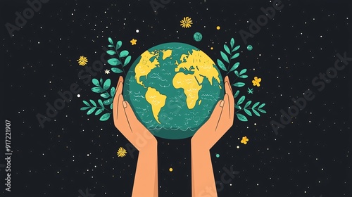 Hands Holding the Earth Against a Backdrop of Lush Greenery - A Stunning Artistic Representation of Sustainability and Global Harmony in world environtment day