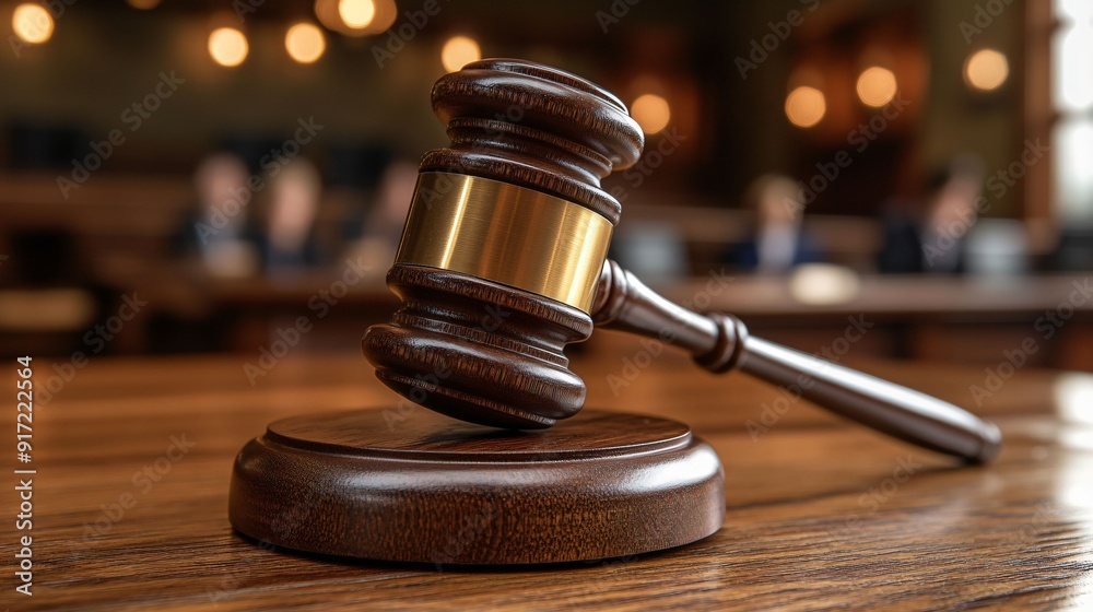 A close-up of a judge's gavel resting on a wooden desk in a courtroom, symbolizing justice, law, and legal proceedings. A close-up of a judge's gavel resting on a wooden desk in a courtroom, symbolizing justice, law, and legal proceedings.