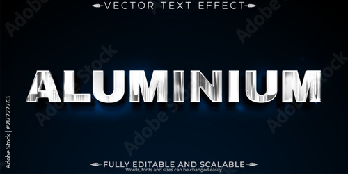 Aluminium editable text effect, editable metallic and shiny text style