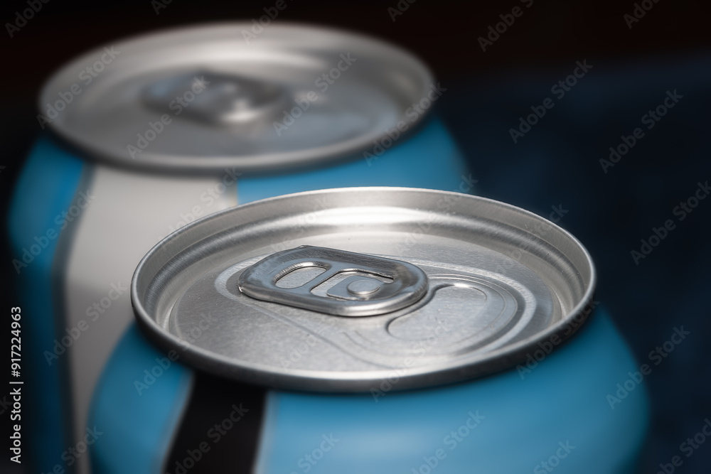 Aluminum can. Beer can on a dark background close-up. Selective focus Aluminum can. Beer can on a dark background close-up. Selective focus