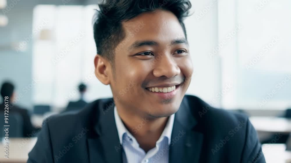Man smiling in a professional office environment. 4k video Man smiling in a professional office environment. 4k video