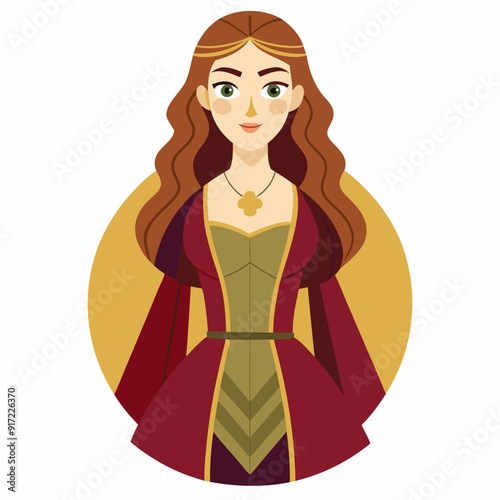 Lady in medieval dress. Medieval legend. Medieval woman