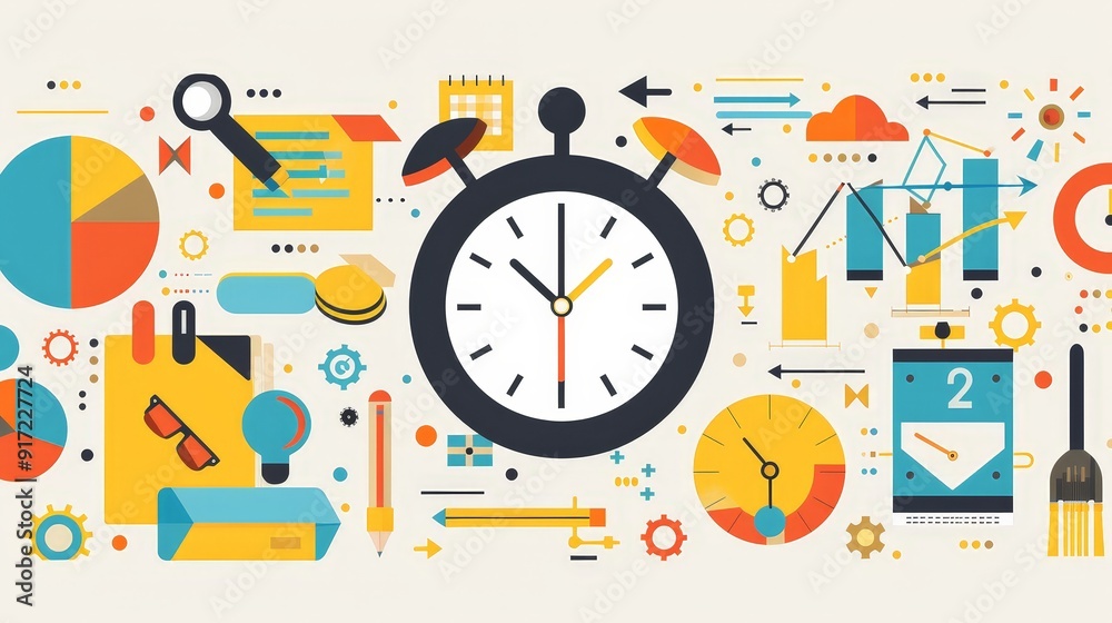 Obraz premium Develop an infographic that provides a guide to effective time management. Include tips on prioritizing tasks, setting goals, and avoiding procrastination.