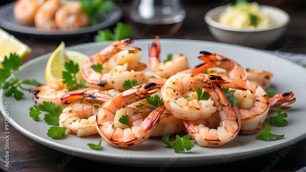grilled shrimp served on a dish grilled shrimp served on a dish