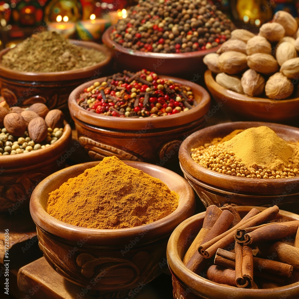 spices and herbs in a market spices and herbs in a market