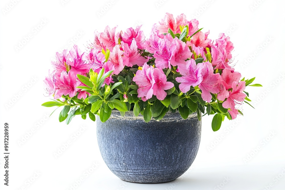 Colorful azalea flowers in the pot isolated on a white background Colorful azalea flowers in the pot isolated on a white background