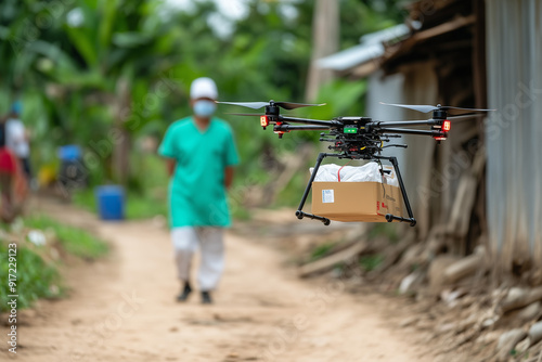 A drone delivering critical medical supplies to a remote location, highlighting the role of technology in emergency care photo