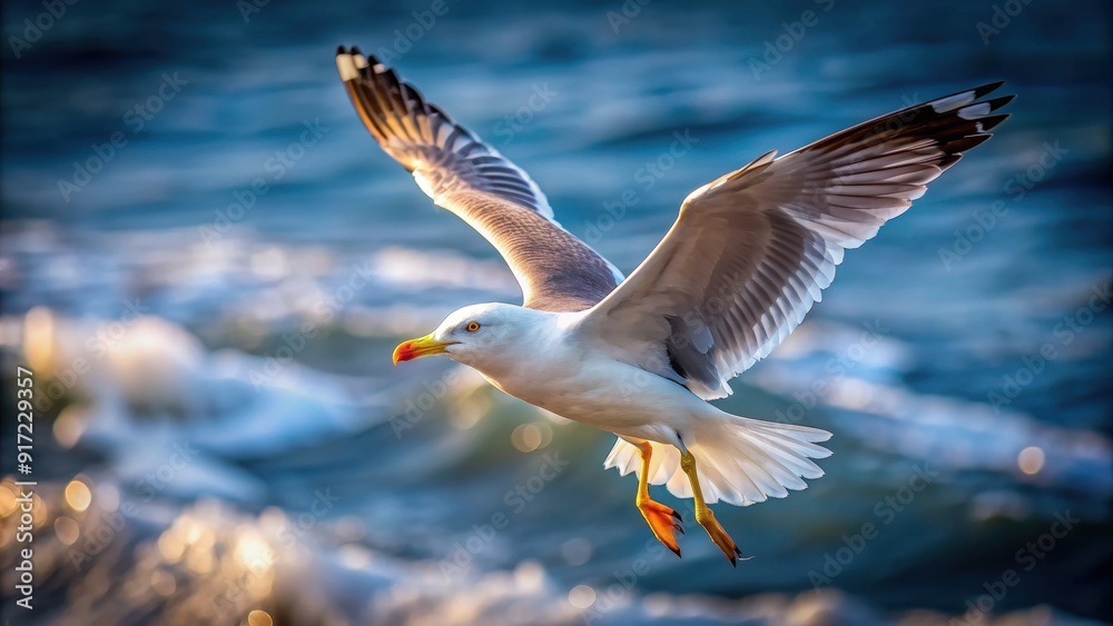 Seagull soaring gracefully in flight, seagull, wings, flying, bird, wildlife, ocean, sky, feathers, freedom, coast, nature, seabird