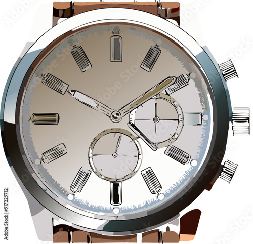 watch clock chronograph luxury for men isolated background vector illustration.