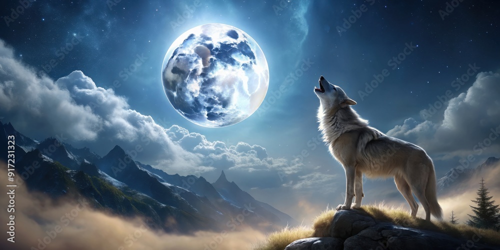Majestic wolf howling on a full moon night , Wolf, moon, night, sky, wilderness, howling, majestic, wild, nature, lunar Majestic wolf howling on a full moon night , Wolf, moon, night, sky, wilderness, howling, majestic, wild, nature, lunar