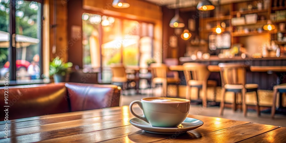 A Cup of Coffee in a Cozy Cafe, Sunlight Through Window, Wooden Table, Warm Ambiance, Coffee Shop , Cafe , Cappuccino A Cup of Coffee in a Cozy Cafe, Sunlight Through Window, Wooden Table, Warm Ambiance, Coffee Shop , Cafe , Cappuccino