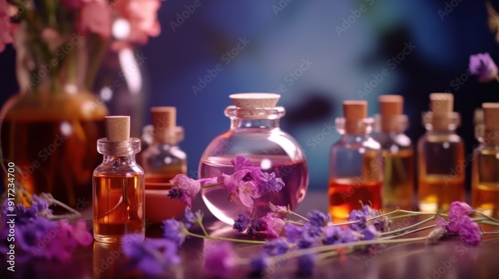 Essential Oils and Flowers Still Life Essential Oils and Flowers Still Life
