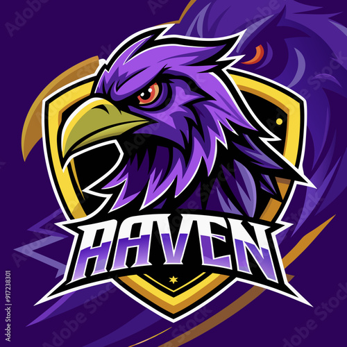 Raven crow mascot esport game logo illustration for sport game team