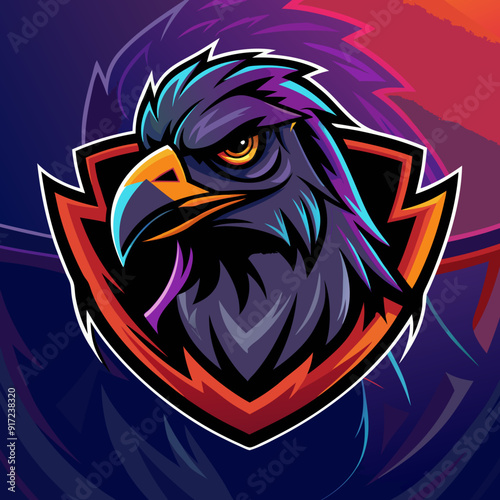 Raven crow mascot for sports and esports vector logo