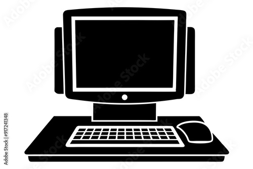 Desktop Computer Silhouette Icon Vector Illustration Clipart