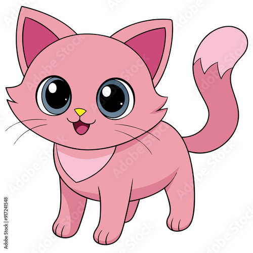 Cute light pink cat art vector illustration