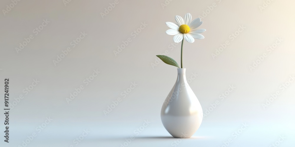 A delicate daisy in a modern vase, symbolizing simplicity and elegance in home decor. A delicate daisy in a modern vase, symbolizing simplicity and elegance in home decor.