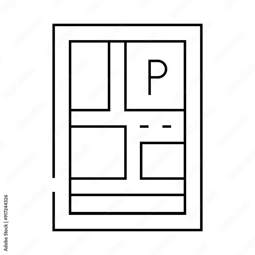 parking location on map line icon vector. parking location on map sign. isolated contour symbol black illustration parking location on map line icon vector. parking location on map sign. isolated contour symbol black illustration