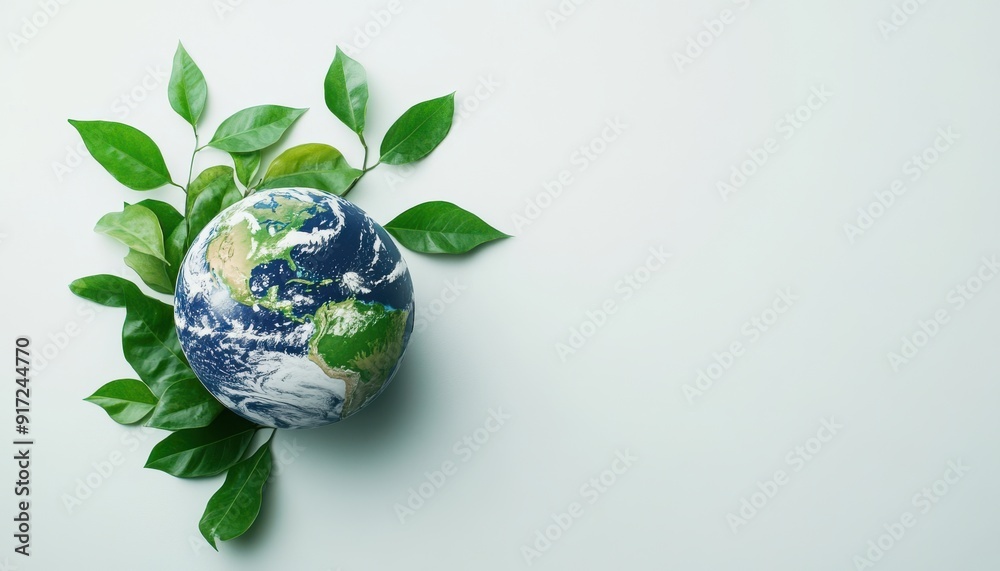 A globe surrounded by vibrant green leaves symbolizing nature and environmental sustainability. A globe surrounded by vibrant green leaves symbolizing nature and environmental sustainability.