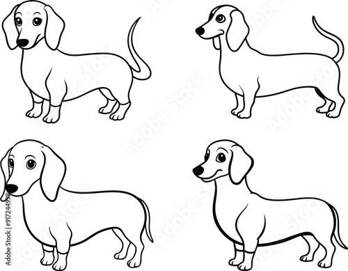 Dog coloring page design line art template