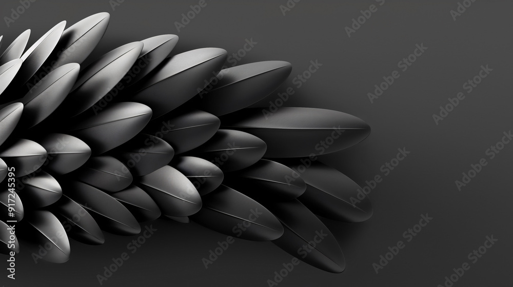 Obraz premium A striking composition featuring black leaves artistically layered against a dark backdrop