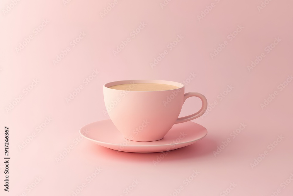 A minimalistic pink cup on a matching saucer, perfect for showcasing beverage themes in a soft aesthetic. A minimalistic pink cup on a matching saucer, perfect for showcasing beverage themes in a soft aesthetic.