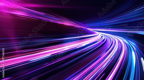 Abstract Speed Light Trails in Purple and Blue