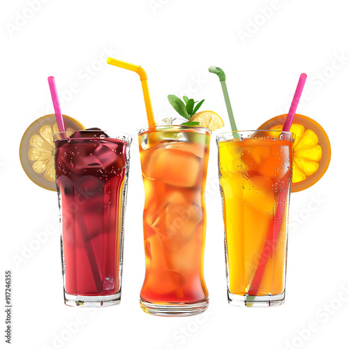 Refreshing Sweet Drinks with Transparent Background photo