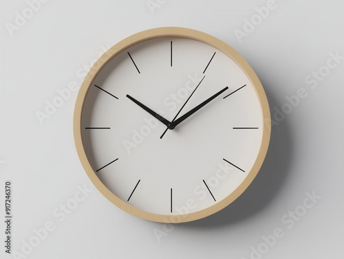 A minimalistic wall clock with a wooden frame and clear face, perfect for modern decor and timekeeping.
