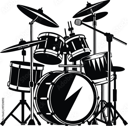 Music instrument drum line art coloring page design