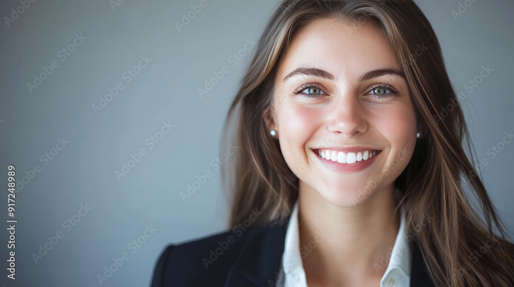 Charming Young Businesswoman Exuding Confidence and Joy with a Bright, Happy Smile Charming Young Businesswoman Exuding Confidence and Joy with a Bright, Happy Smile