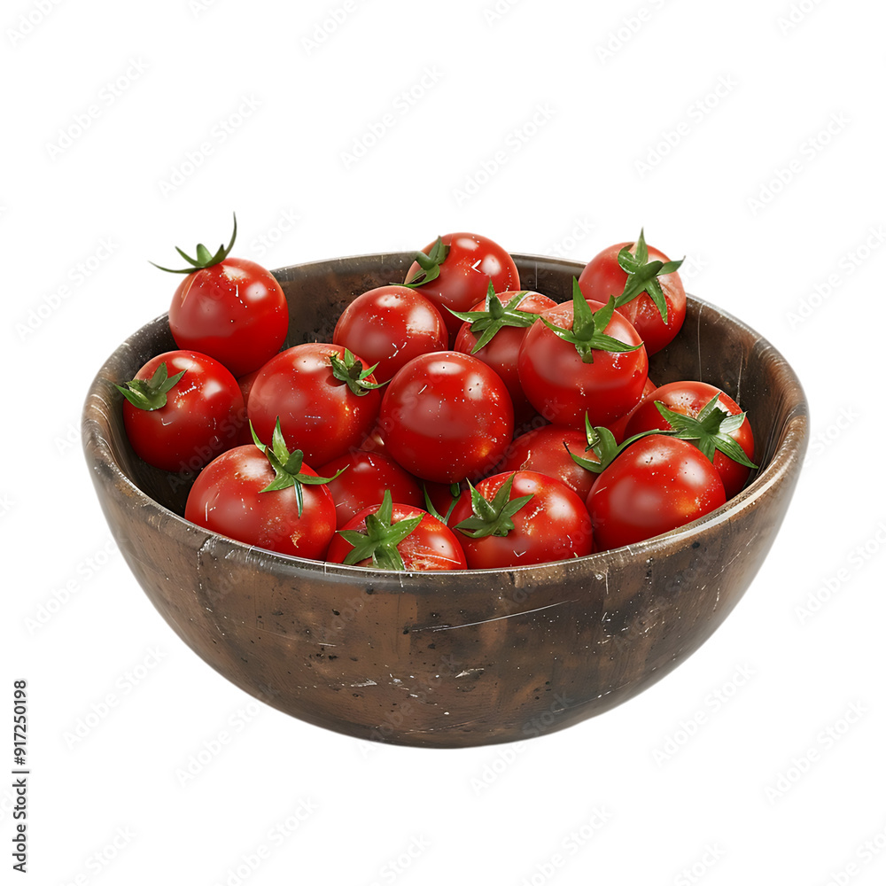 Tomatoes in a Bowl in Wooden Crate on Transparent Background Tomatoes in a Bowl in Wooden Crate on Transparent Background
