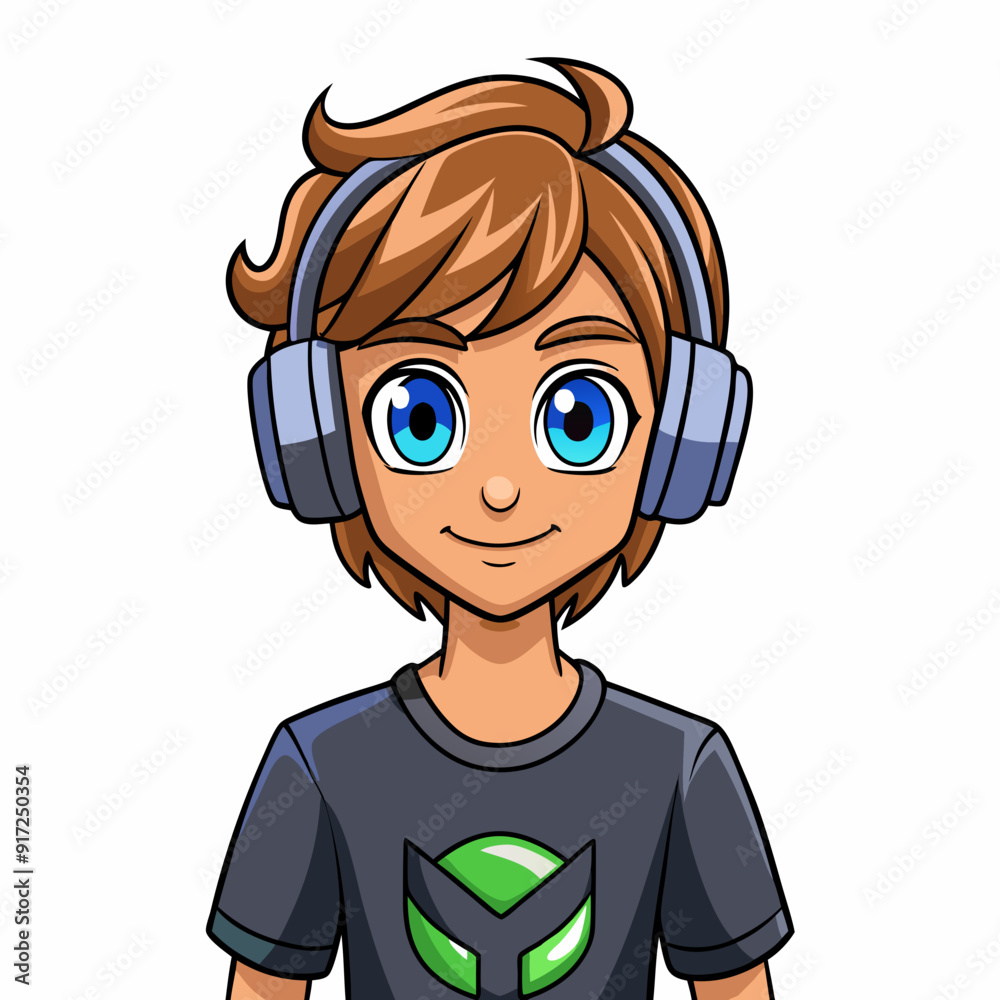 Obraz premium A male witching headphone art vector illustration