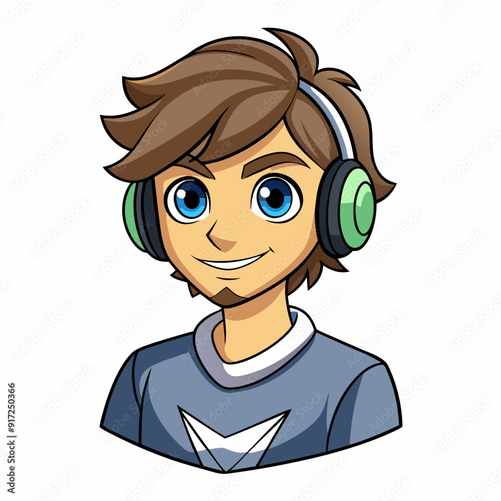 A male witching headphone art vector illustration A male witching headphone art vector illustration