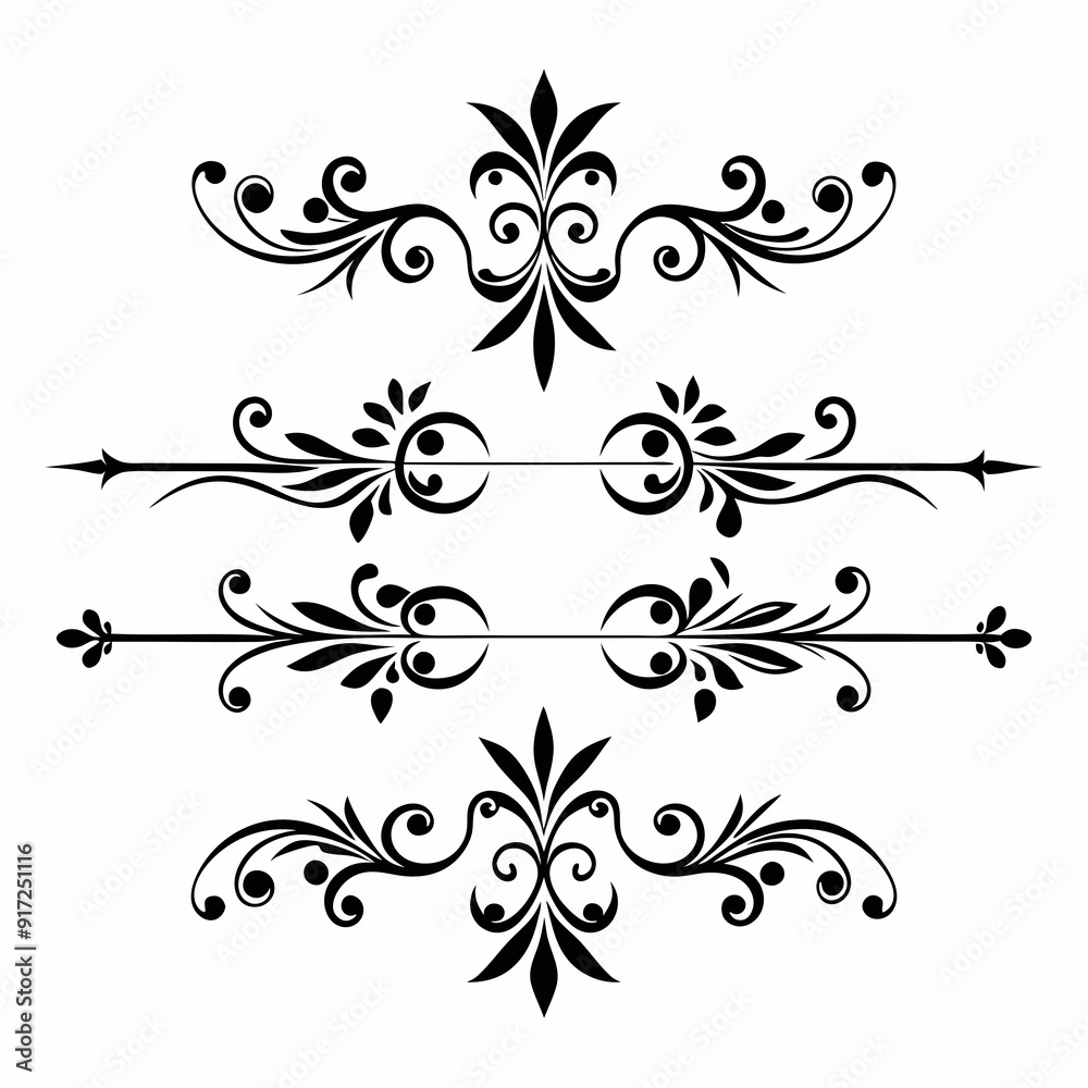 graphic with a black elegant plant ornament on an isolated background graphic with a black elegant plant ornament on an isolated background
