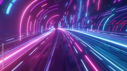 Neon Lights Tunnel: A Digital Journey