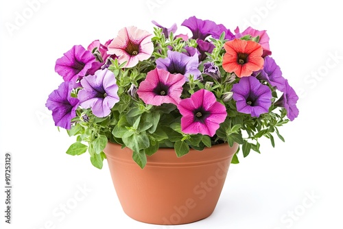 Wallpaper Mural Colorful petunia flowers in the pot isolated on a white background Torontodigital.ca