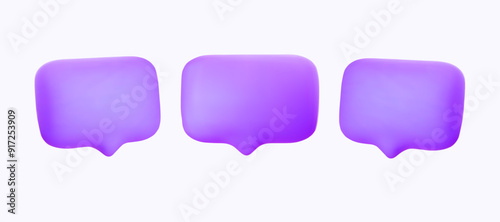 Empty speech bubble set for various text. Ideal for adding prices, greetings, or announcements. 3D vector graphics.