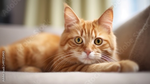 Wallpaper Mural Cute Orange Cat Relaxing on a Couch Torontodigital.ca