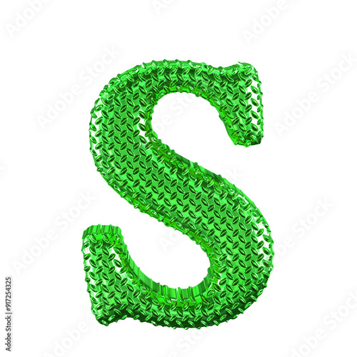 Green ribbed symbol. letter s