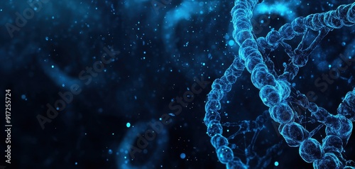 Close-up view of a molecular structure in blue tones, illustrating the beauty of DNA and life at a microscopic level.