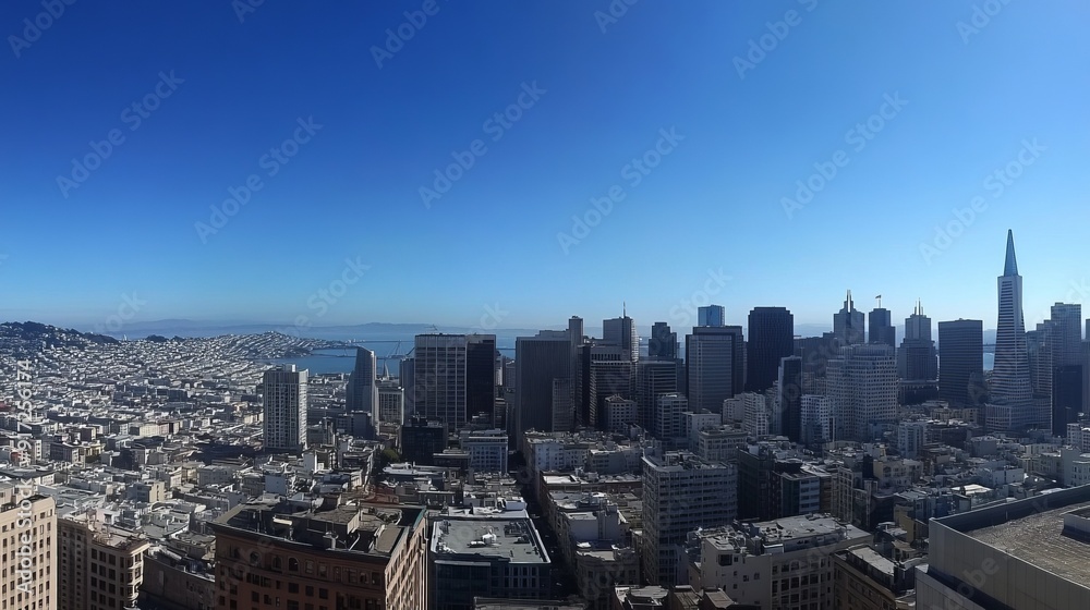 Fototapeta premium A panoramic view from above San Francisco's financial district
