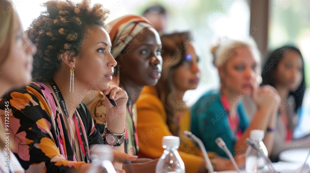 Obraz premium Women participating in a global health conference discussing women's health issues