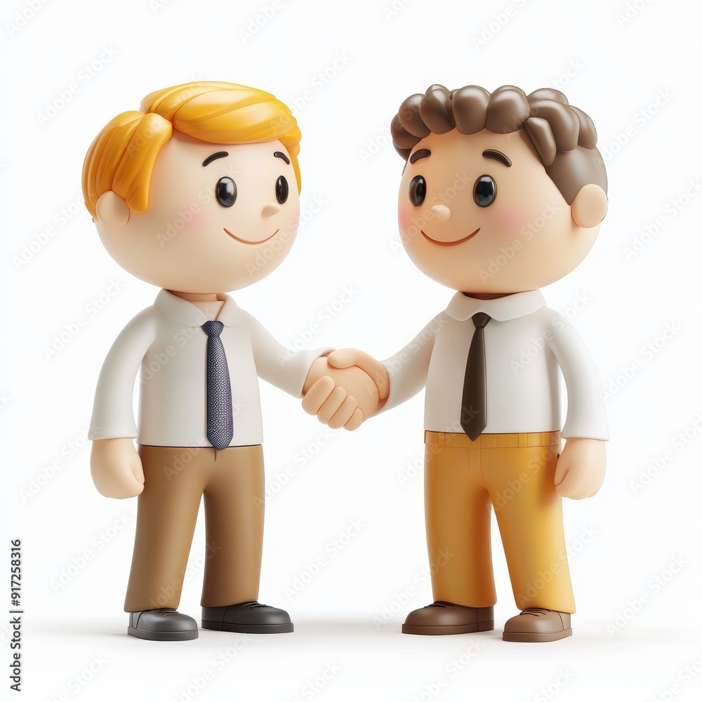 Two cartoon characters shaking hands, symbolizing friendship and collaboration in a colorful, playful style. Two cartoon characters shaking hands, symbolizing friendship and collaboration in a colorful, playful style.