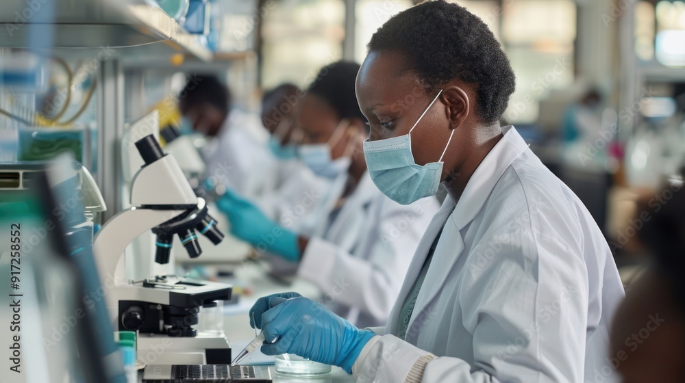 A global health innovation hub with diverse teams working on projects A global health innovation hub with diverse teams working on projects
