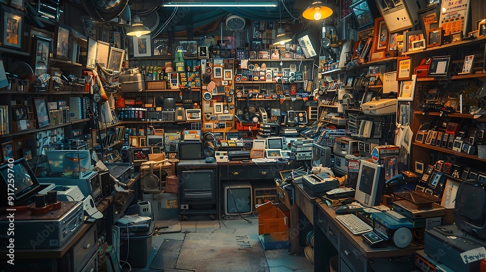A high-definition image of a pawn shop crowded with various items for sale, including electronics, jewelry, and household goods, with a bustling crowd of customers. A high-definition image of a pawn shop crowded with various items for sale, including electronics, jewelry, and household goods, with a bustling crowd of customers.