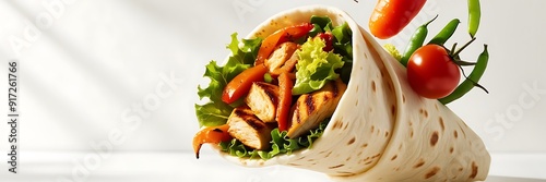 Chicken shawarma durum doner kebab copy space