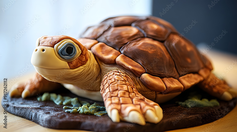 Naklejka premium turtle birthday cake on a white background