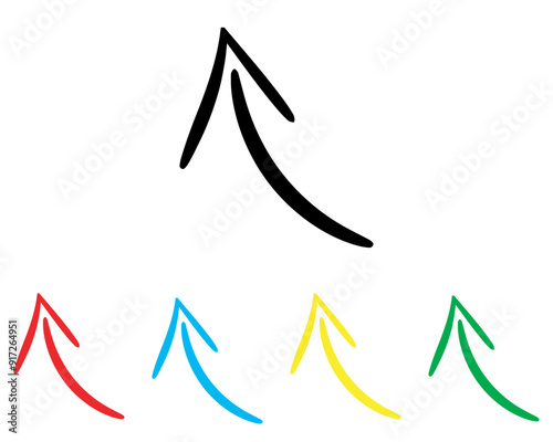 Curved arrow icon vector. Arrow pointer icon sign symbol in trendy flat style. Set elements in colored icons. Arrow up vector icon illustration isolated on white background